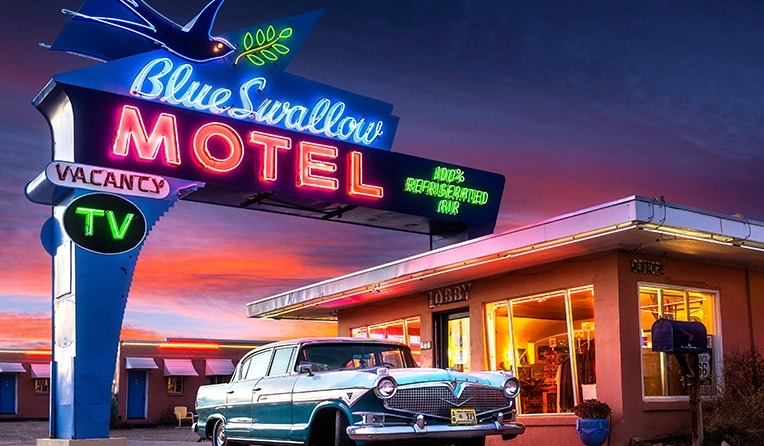 Blue swallow motel on Route 66 in scottsdale, arizona.