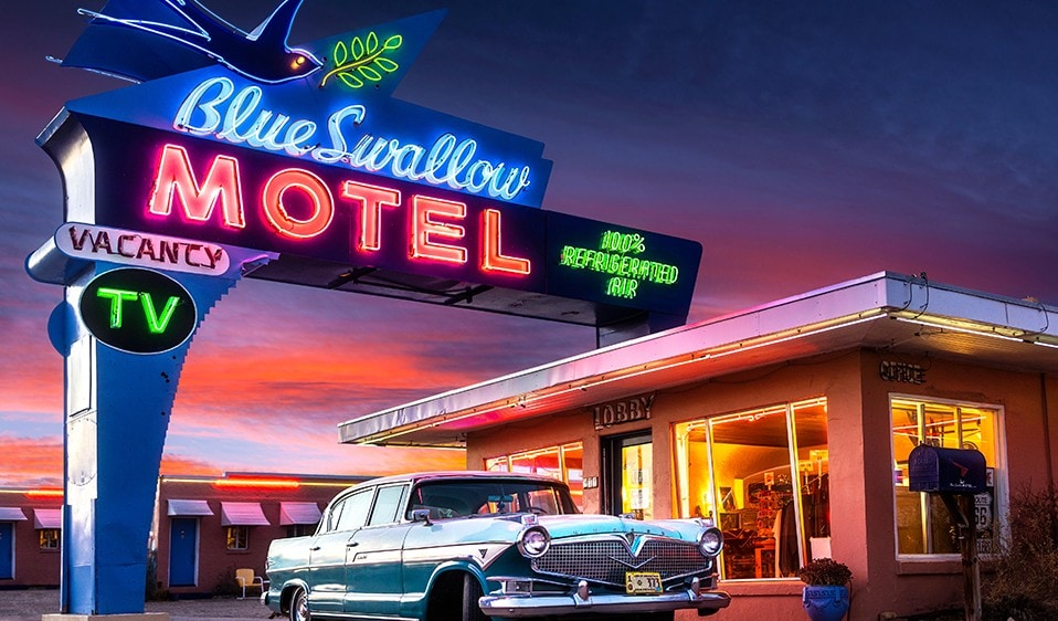 Blue Swallow Motel, located in San Diego, California, receives media attention.