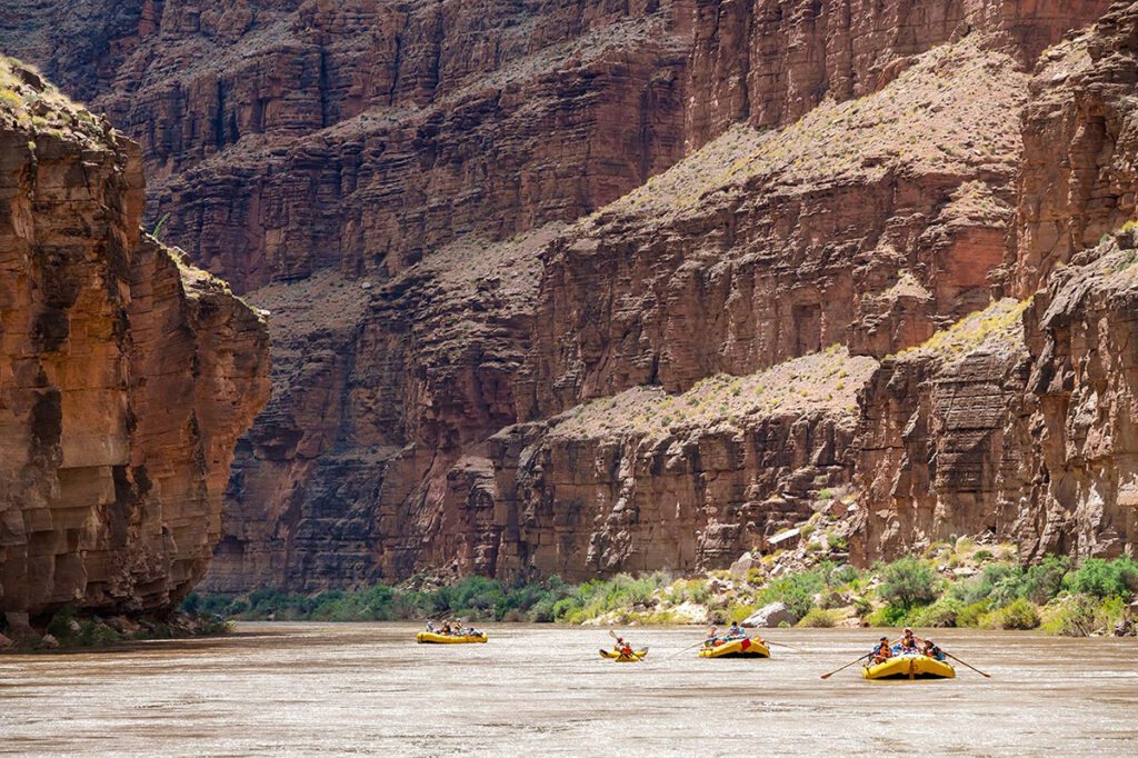 Whitewater rafting through Grand Canyon National Park in Arizona
