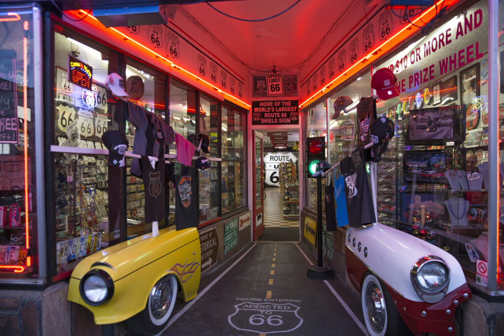 Shopping for Route 66 souvenirs in Williams